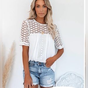 Vici White Lace Blouse